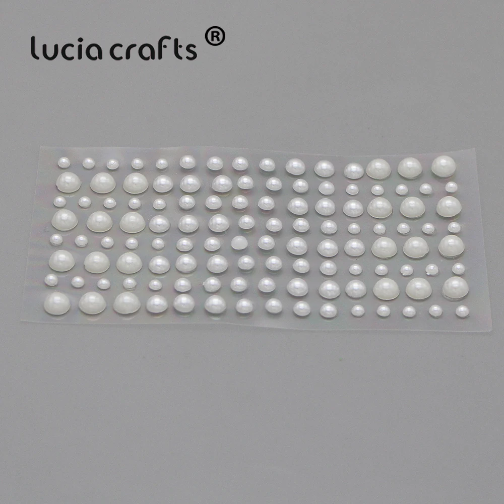 Lucia crafts Диаметр 3/4/5/6 мм, составленных из предметов разных размеров с плоской задней искусственный жемчуг Скрапбукинг 10,5*5,7 см(3 листа/уп наклейки для ногтей в комплекте) C0802