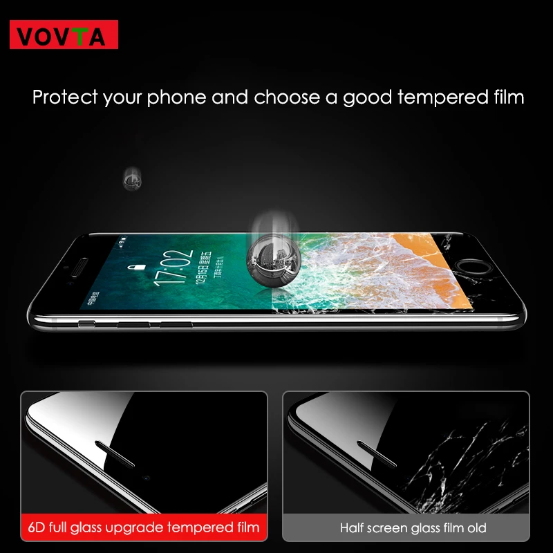 Защитное стекло VOVTA для iPhone 7, протектор экрана iPhone 8, Xr, Xs, Xs, макс. закаленное стекло на iPhone X, 6, 6s, 7, 8 Plus, Xs, стекло