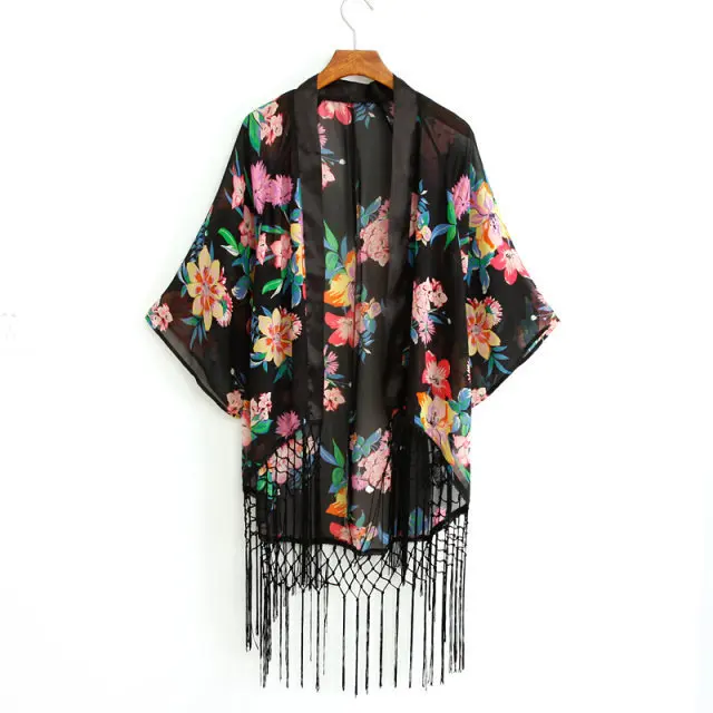 2016 Новая Летняя женская накидка куртка с принтом Солнцезащитная одежда кимоно