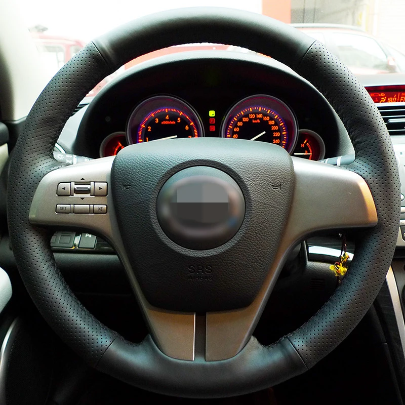 BANNIS сшитый вручную черный кожаный чехол на руль для старой Mazda 6 2009 | Автомобили и