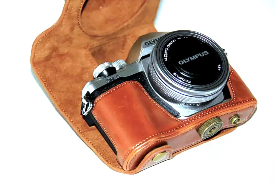Чехол для камеры из искусственной кожи для Olympus E-M10 Mark II EM10 II MarkII(Объектив 14-42 мм) высокое качество+ защитный чехол с ремешком