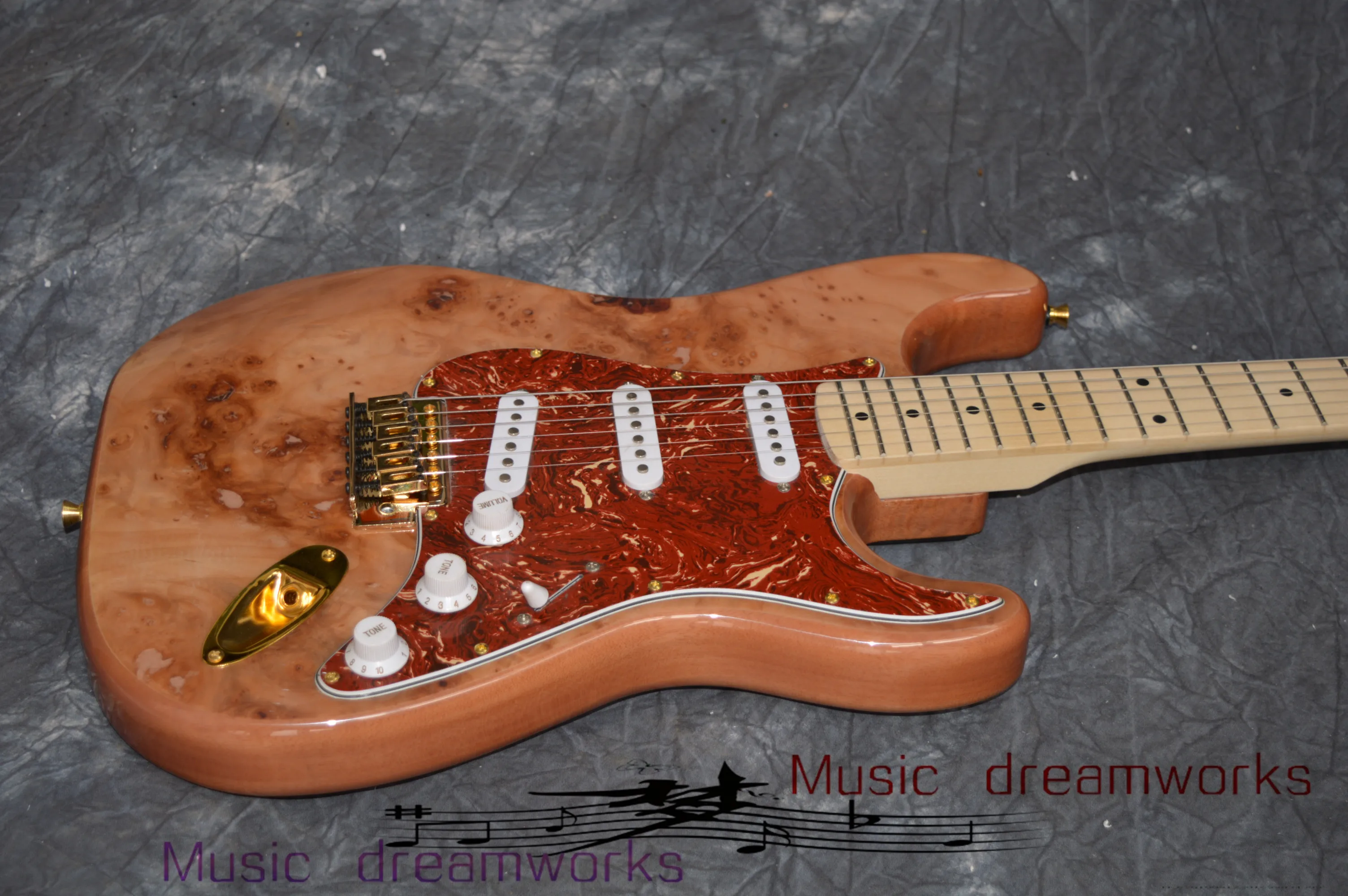 Китай firehawk электрогитара F s T электрическая гитара spalted дерево красное дерево корпус Золотое оборудование