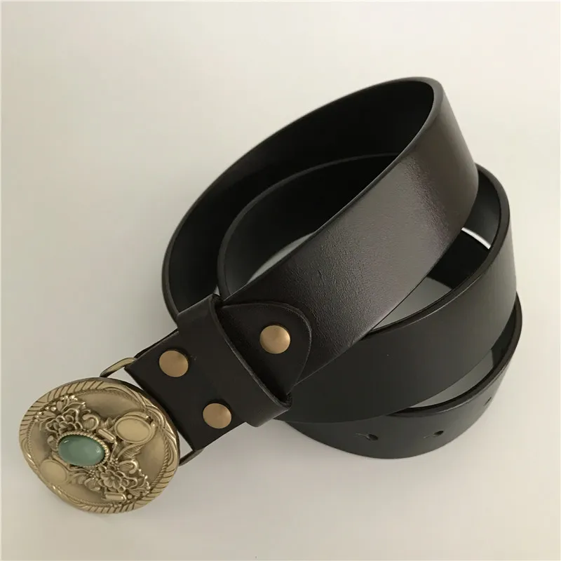 Retail 2018 New High Quality Oval Solid Brass Buckle Genuine Leather Luxury Men Belt Western Cowboy Belts Jeans accessories | Аксессуары