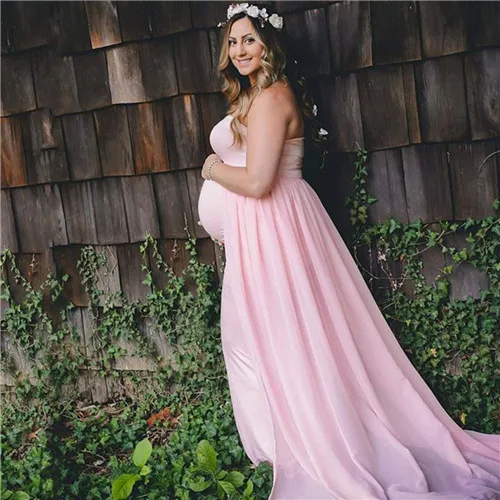 Pink Puseky платья для беременных для фотосъемки платье с v-образным вырезом для беременных фотографии реквизит без рукавов платье для беременных - Цвет: Pink