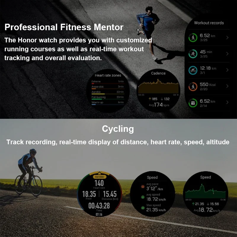 Original Huawei Honor Magic Smart Watch NFC Heart Rate Fitness Tracker Sleep Run Swimming Mountain GPS 1.2" AMOLED Smartwatch |