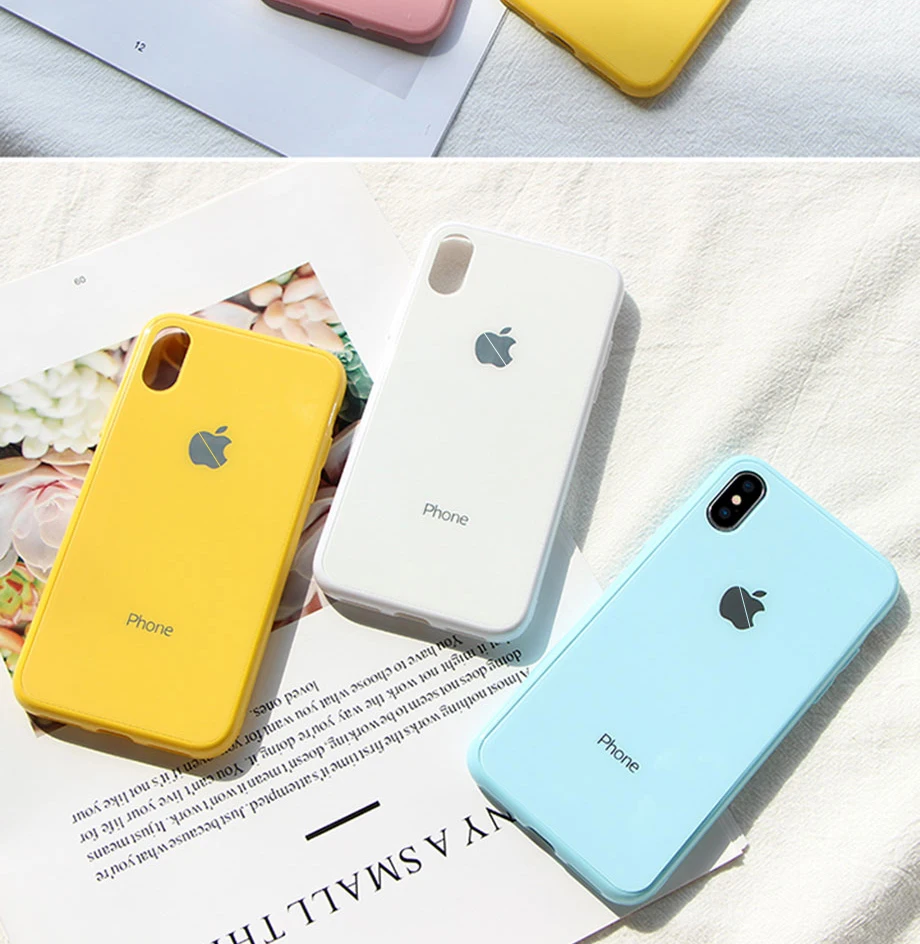 30D роскошный стеклянный чехол для Apple iPhone 6 6 S 7 8 плюс силиконовый чехол для телефона чехол с передним закаленным стеклом для iPhone Xs Max XR