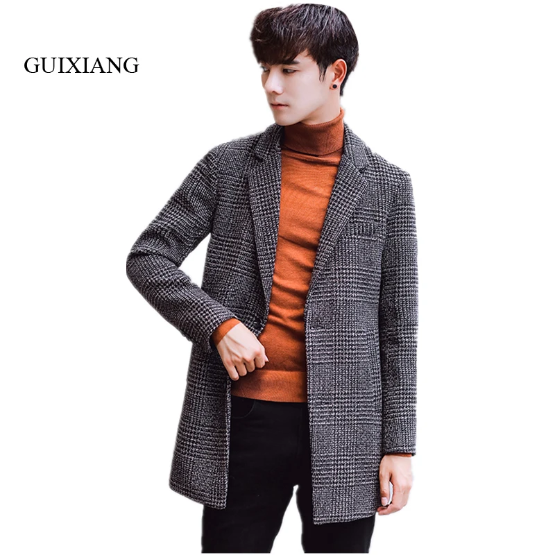 Новое поступление 2017 Стильное мужское шерстяное пальто высокое качество модное