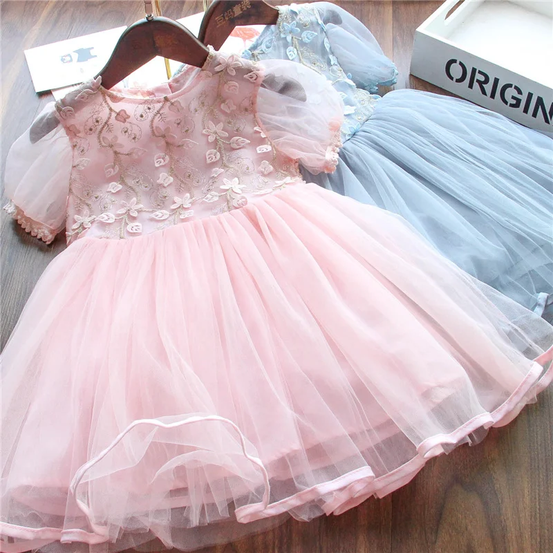 Children Infant Princess Dress Summer ruffles holiday Baby Girls Kids Mesh Wedding Party Embroidery Flowers Dresses Tutu 7 | Детская