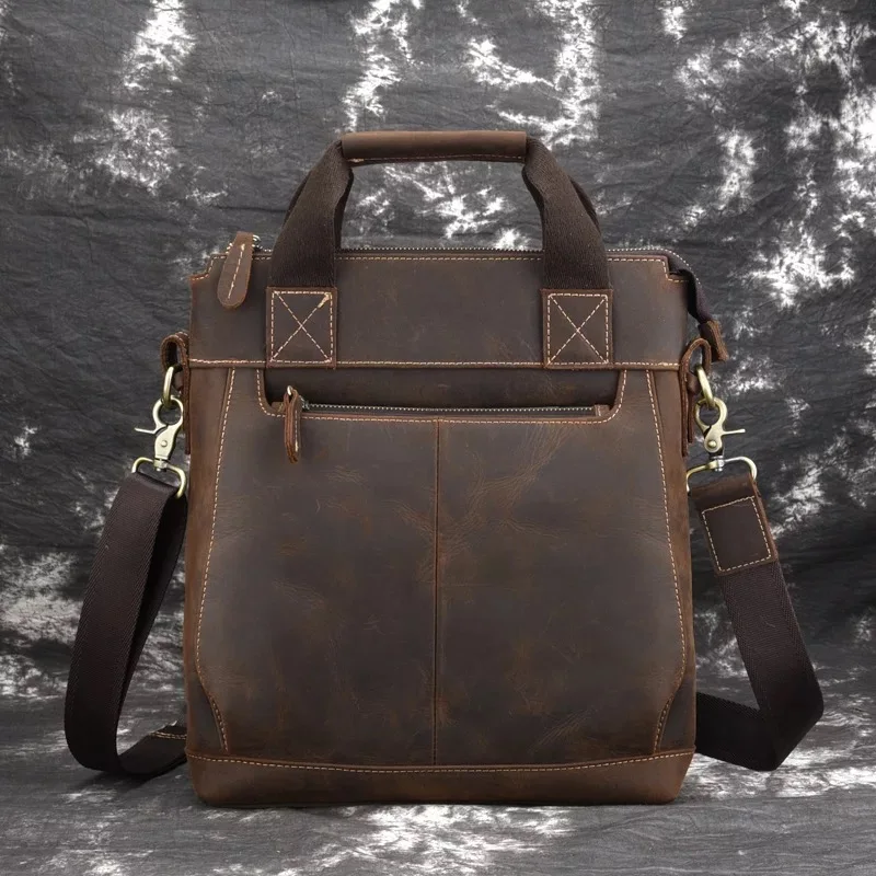 Men's Shoulder Bag Genuine Leather Handle Messenger Small Vintage Handmade Crazy Horse Crossbody Flap | Багаж и сумки