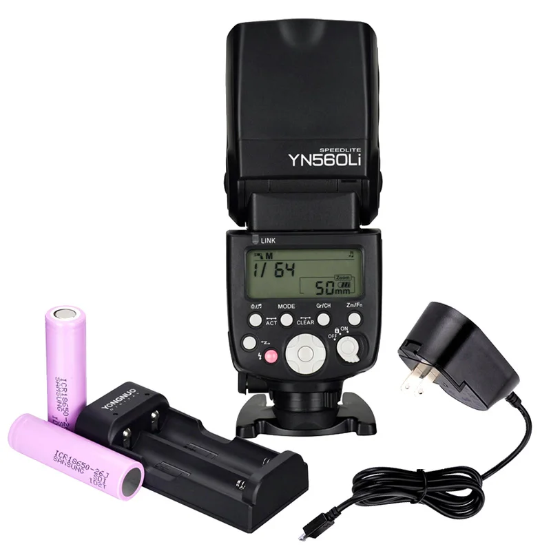 With Battery Charger Yongnuo YN560Li литиевая батарея Speedlite GN58 2,4G Беспроводная основная Slave камера вспышка универсальная для Canon Nikon Pentax Olympus - Цвет: With Battery Charger