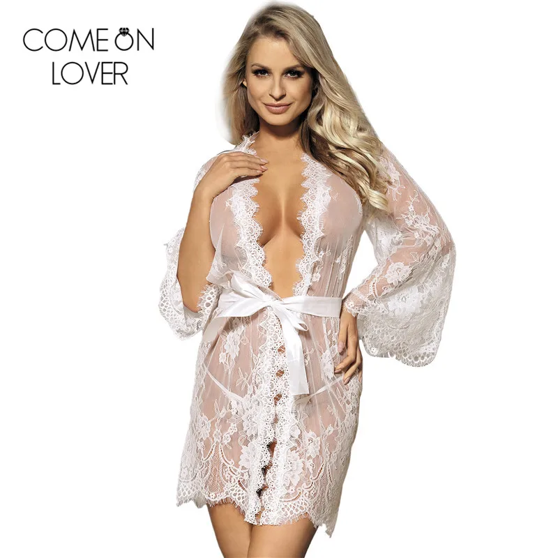 Comeonlover Короткое мини сексуальное нижнее белье платье черный белый кружевной