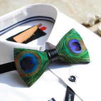 new free shipping fashion 2016 casual mens male handmade peacock feather bow tie wedding gift party party europe headdress