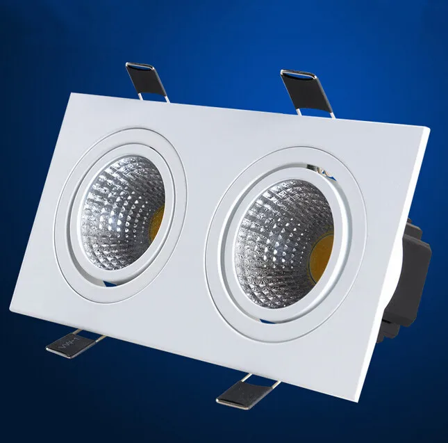 Free shipping Double 2x7W Dimmable COB Ceiling downlight Recessed Cabinet Lamp 85-245V  With led driver