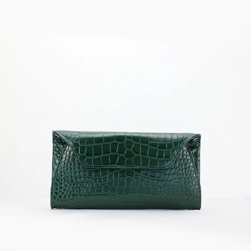 dark green Индивидуальный крокодиловый узор коровья кожа клатч сумка женская сумочка на цепочке Дамская Вечерняя сумка на плечо ручная сумка - Цвет: dark green