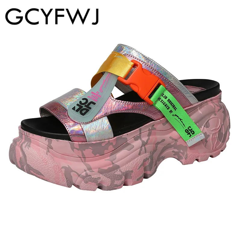 GCYFWJ/ г.; Летние разноцветные уличные модные повседневные шлепанцы; женская пляжная обувь высокого качества; женские уличные сандалии на платформе; Новинка