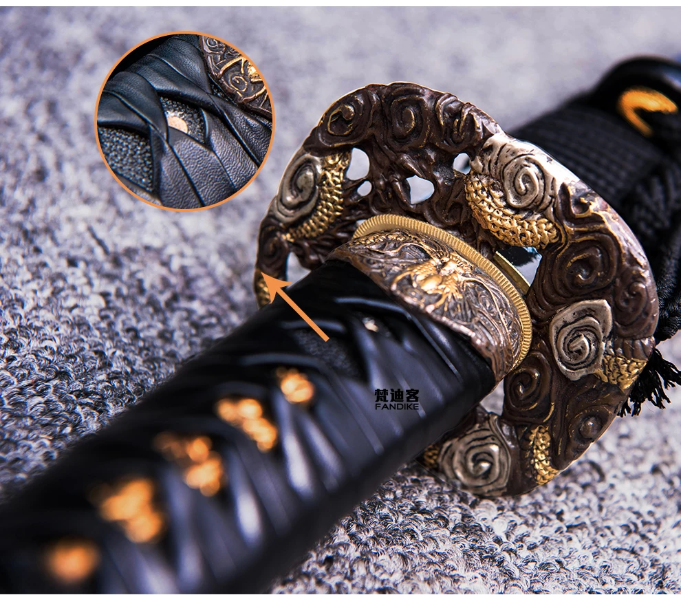 Japanese Samurai Katana Full Tang T10 Steel Clay Tempered Battle Sharp Sword tempered Samurai Sword Katana full tang