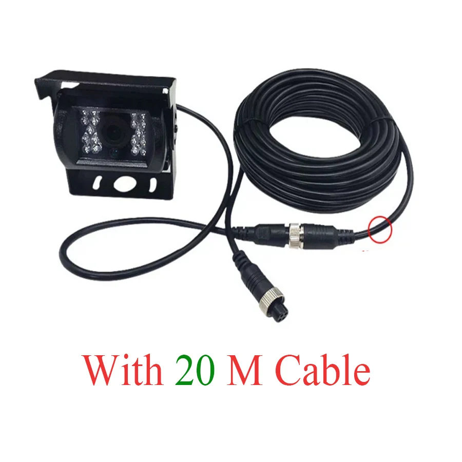 With 20 M Cable 4 контактный ПЗС-автобус фургонов заднего вида Камера Ночное видение Водонепроницаемый IP68 обратный Камера 12/24V парковки Камера Прямая с фабрики - Название цвета: With 20 M Cable