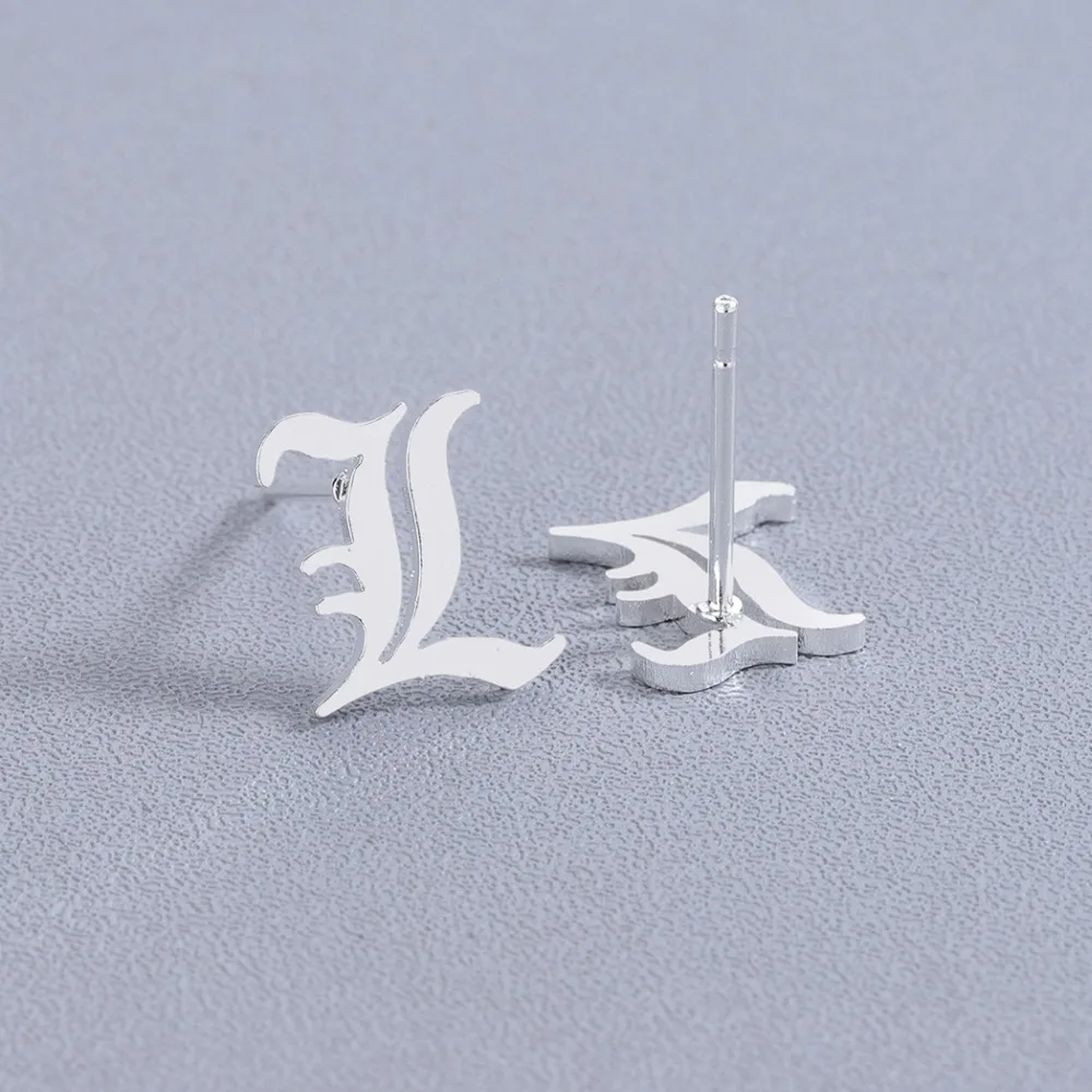Chandler Fashion Big Brand L Letter Earrings Luxury Old English Letters Rose Gold Stainless Steel Hypoallergenic Earring | Украшения и
