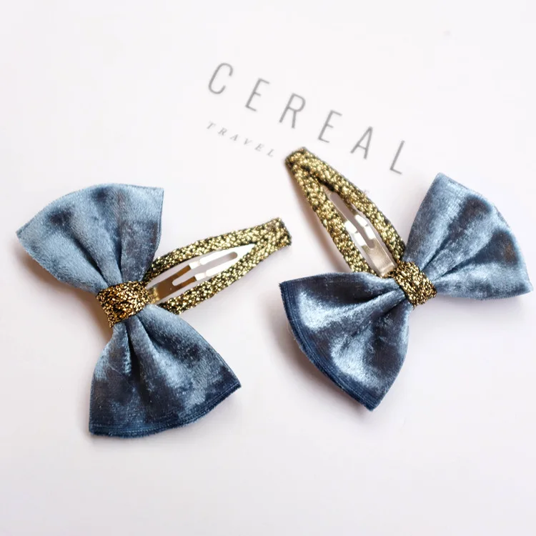 10 пар/лот ручной работы бархат лук защелкивающиеся зажимы Детские аксессуары для