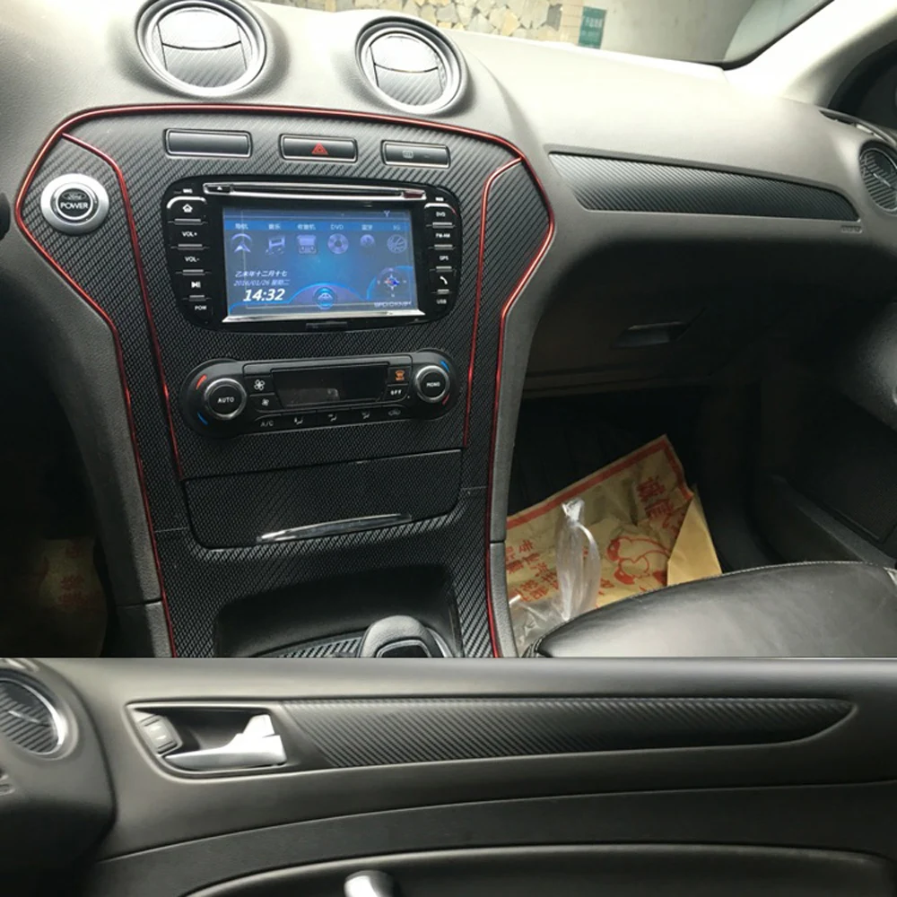 Для Ford Mondeo MK2/3 2007-2013Interior центральной Управление Панель дверная ручка 5 мм Углеродистой волокно наклейки стайлинга автомобилей аксессуары