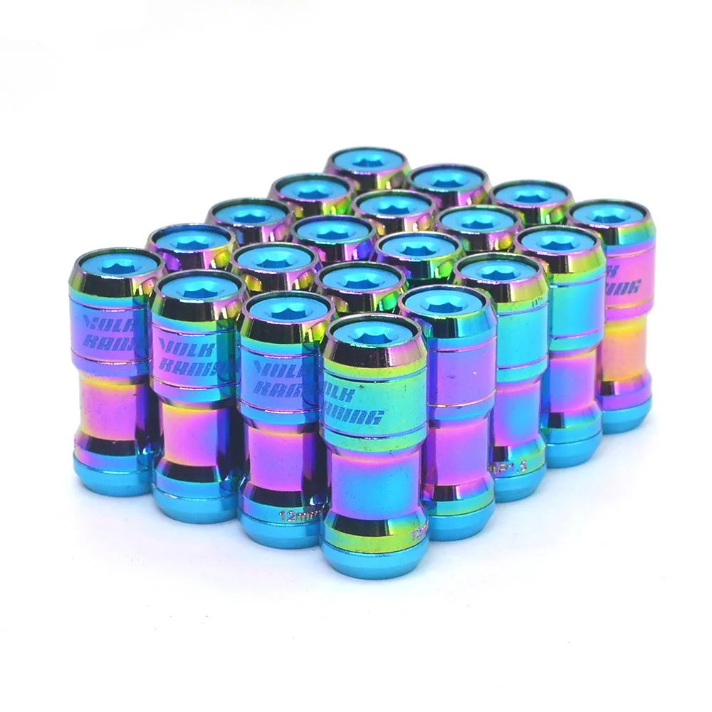RAINBOW 20 шт. M12 X 1,5 M12 X 1,25 Противоугонная синяя сталь Volk гоночное автомобильное колесо обода гайки Блокировки Гайки для Honda Toyota Nissan - Название цвета: RAINBOW