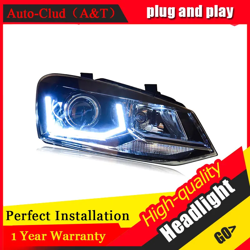 Автомобильный Clud автомобильный Стайлинг для VW POLO фары 2011 2016 polo Светодиодные ДХО
