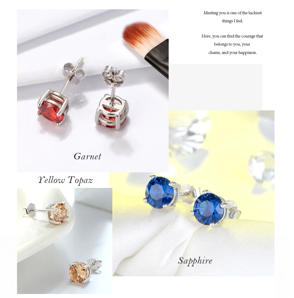 ORSA JEWELS 925 пробы серебряные серьги с камнем рождения для женщин AAA кубический циркон 14 цветов серьги-гвоздики ювелирные изделия из серебра OSE84