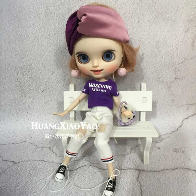 2 шт./компл. Doll's Blyth Clothes Спортивная футболка + джинсы для рубашки Barbi брюки Azone licca