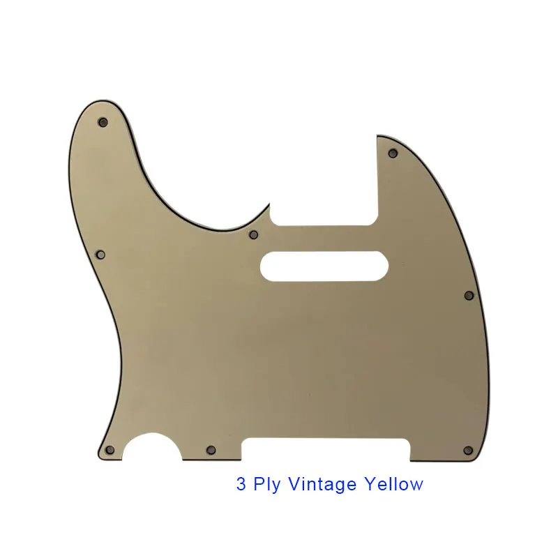 Pleroo Гитары аксессуары для левой руки Pickguards для американский Стандартный Tele гитара Telecaster 8 Винт гитара отверстия защитная пластина - Цвет: 3 ply vintage yellow