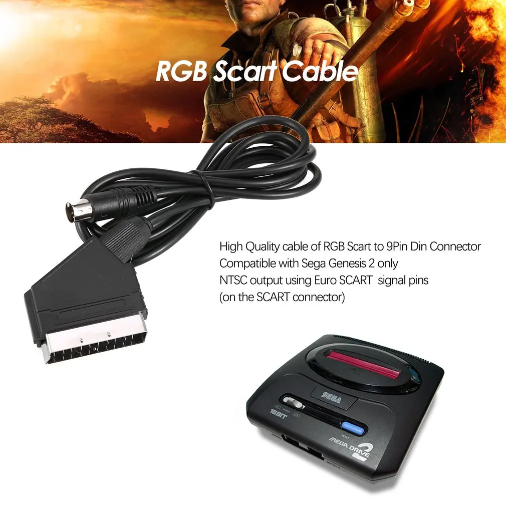 Кабель Scart 1 8 м/6 футов V pin версия ЕС AV кабель RGB PAL для Sega Genesis 2 Mega Drive MD высокое