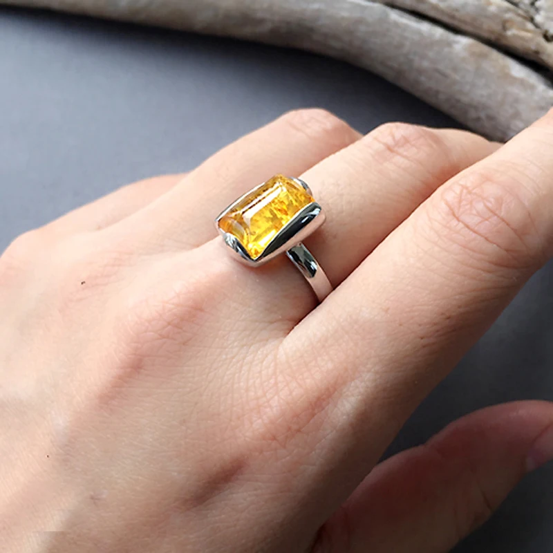 Yowei подлинные кольца из янтаря для женщин, великолепный подарок, сертификат, золотые драгоценные камни, Размер 7, натуральный янтарь, свадебные ювелирные изделия