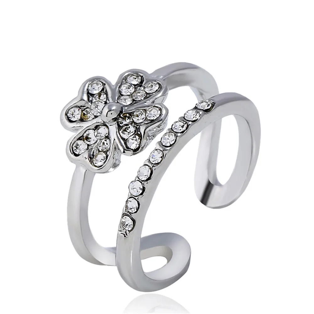 Кольцо Цветок Маргаритки Сногсшибательный Очищенный Имитированный Циркон Свадебные Ювелирные Изделия CRLEY Двухцветное Модное Элегантное Оригинальное Серебряное Золотистое.