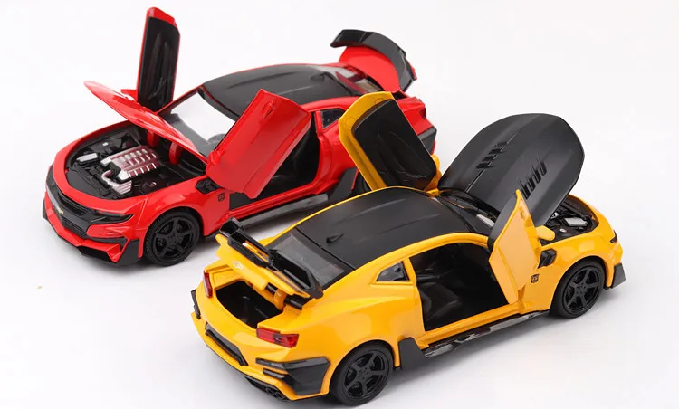 Мини-модели авто, 1:32 Масштаб, Chevrolet Camaro, сплав, автомобильные игрушки для детей, литье под давлением, игрушечный автомобиль, оттягивающийся звуковой светильник
