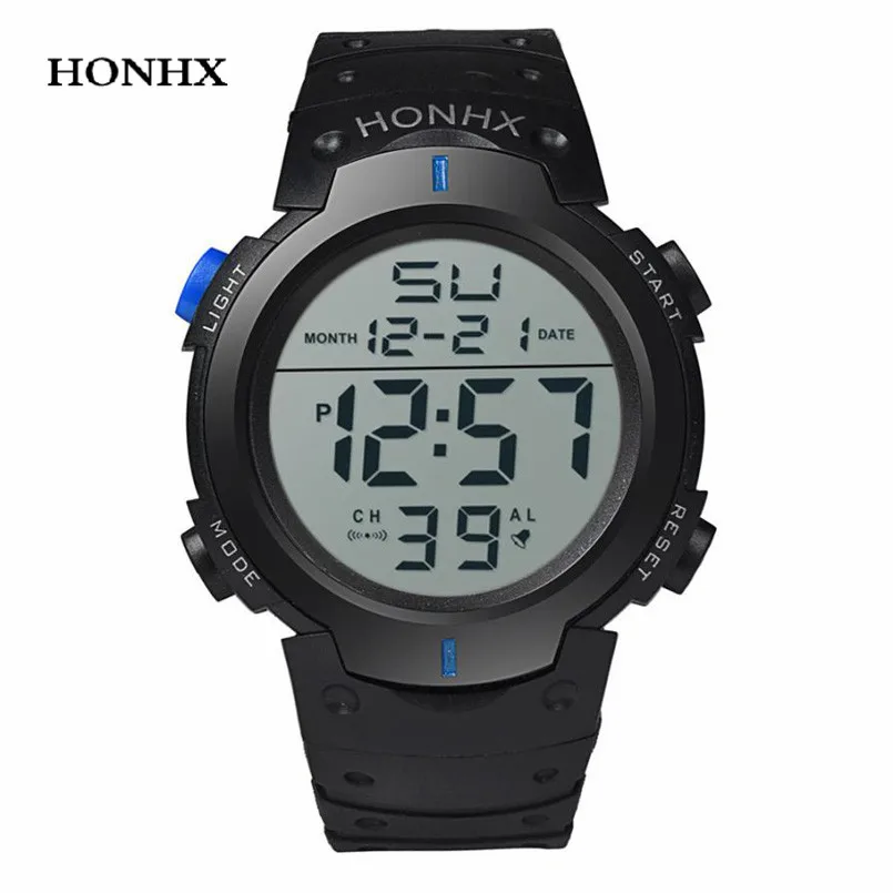 Blue HONHX Топ Модный бренд мужские часы светодиодный мужские роскошные повседневные часы мужские водонепроницаемые спортивные цифровые часы relogio masculino saat - Цвет: Blue