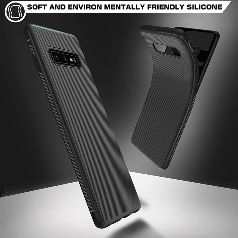 For Samsung Galaxy S10 Plus Case Silicone Carbon Fiber Texture Soft TPU Cover Coque S10e Phone Cases Funda |