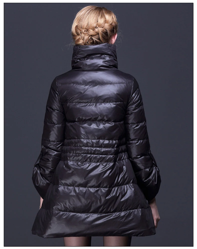 Женский пуховик с юбкой Зимняя Толстая Свободная куртка на белом утином пуху