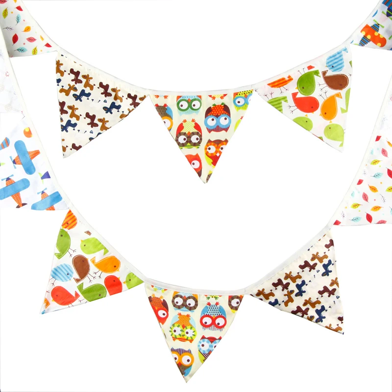 3 2 м 12 флагов мультяшный комикс хлопковый баннер перьевая гирлянда Дети Малыш душ