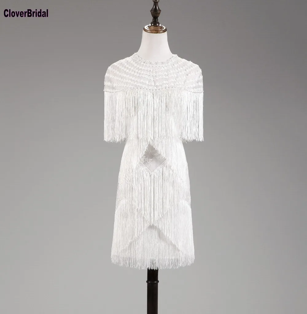 Женское кружевное платье с бахромой короткое Прозрачное 8 цветов цвета слоновой