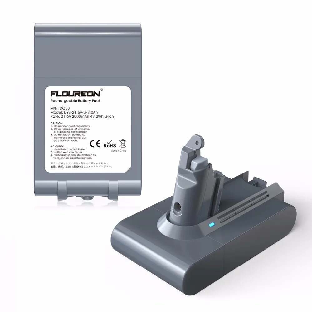 Floureon 21,6 V 2000mAh Сменный аккумулятор для Dyson V6 DC61 DC62 DC58 DC59 DC72 DC74 пылесос 965874-02 li-ion