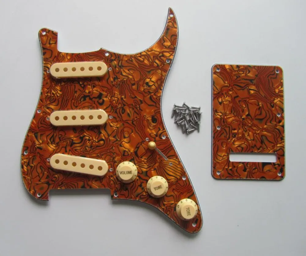 ST Pickguard верхняя крышка тремоло системы в полоску тигра w/Крем Пикап крышки ручки
