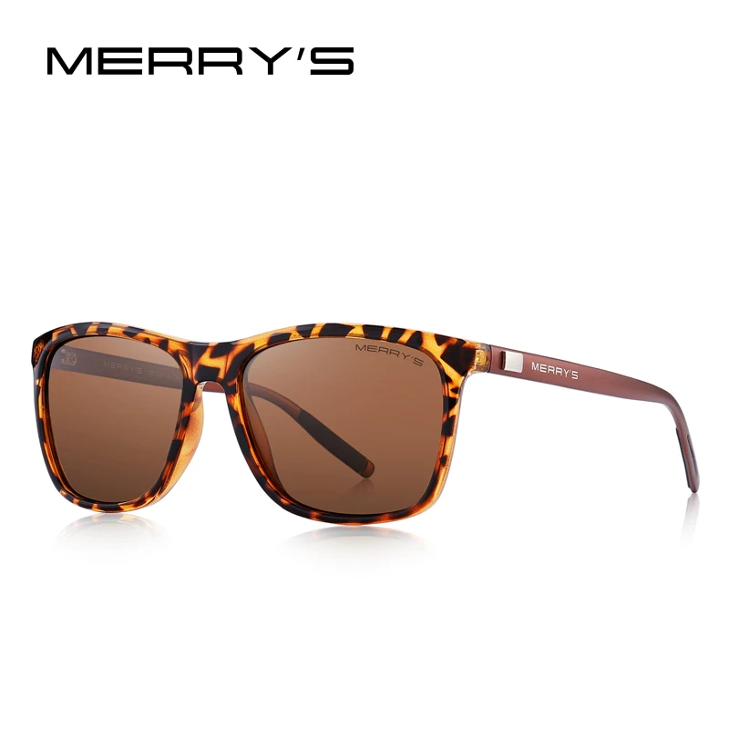 C10 Leopard MERRYS, унисекс, Ретро стиль, алюминиевые солнцезащитные очки, поляризационные линзы, Винтажные Солнцезащитные очки для мужчин/женщин S8286 - Цвет линз: C10 Leopard