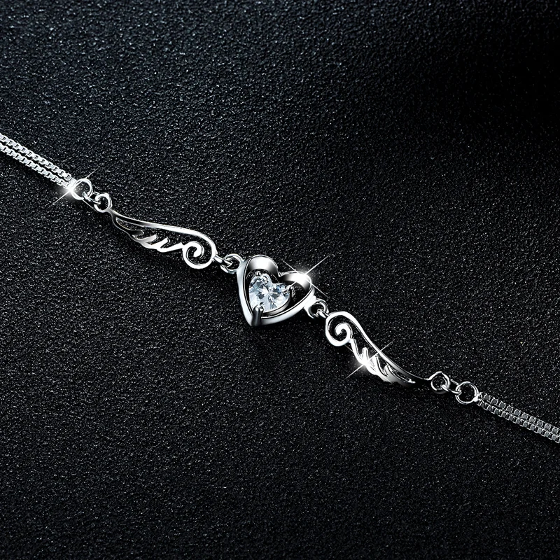 Регулируемый браслеты с сердцем крыло кубического циркония драгоценных камней