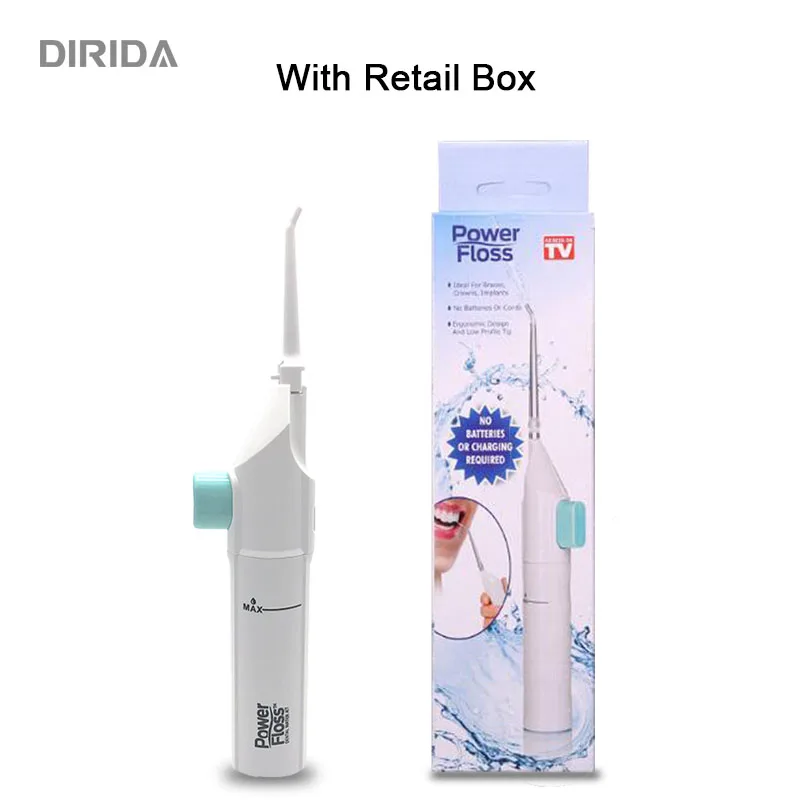 with retail box DIRIDA Стоматологический Ирригатор для полости рта портативная беспроводная зубная нить зубная струя воды/ирригатор с струйным наконечником для чистки зубов - Цвет: with retail box