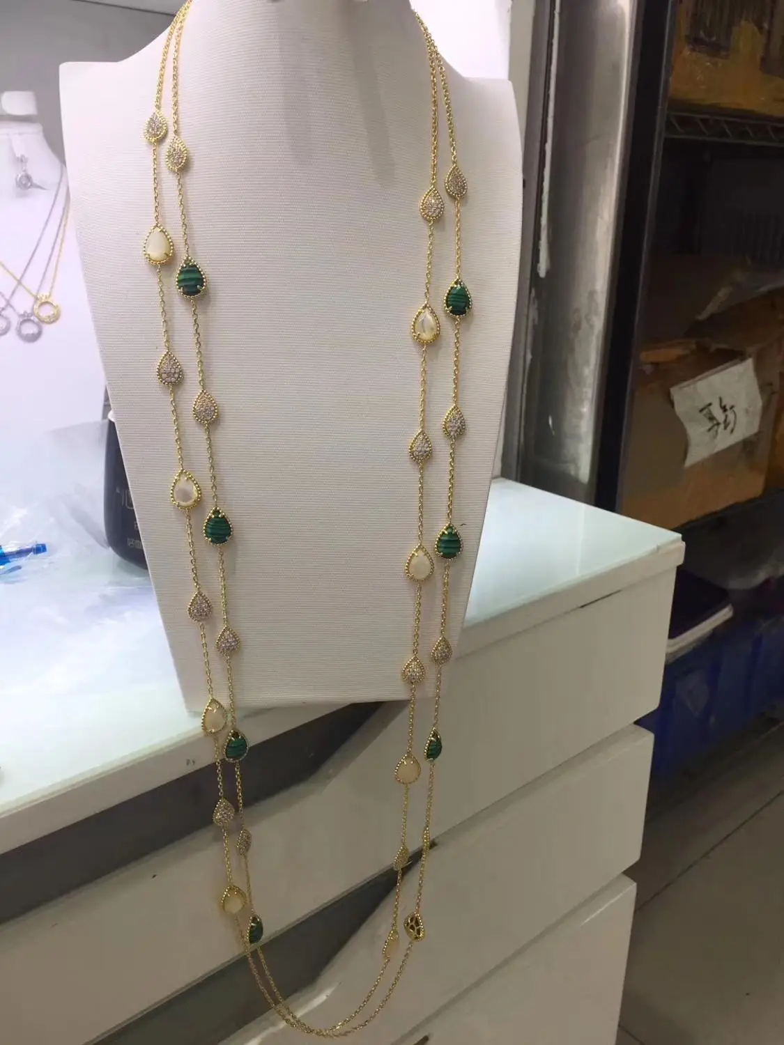 NEW waterdrop CUBIC Zircon long Earrings and necklaces BRACELETS gold-color jewelry sets for women WEDDING party