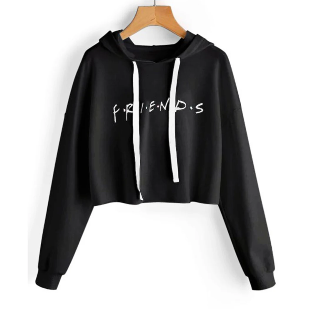 Модная свободная укороченная толстовка с надписью Friends для женщин толстовки