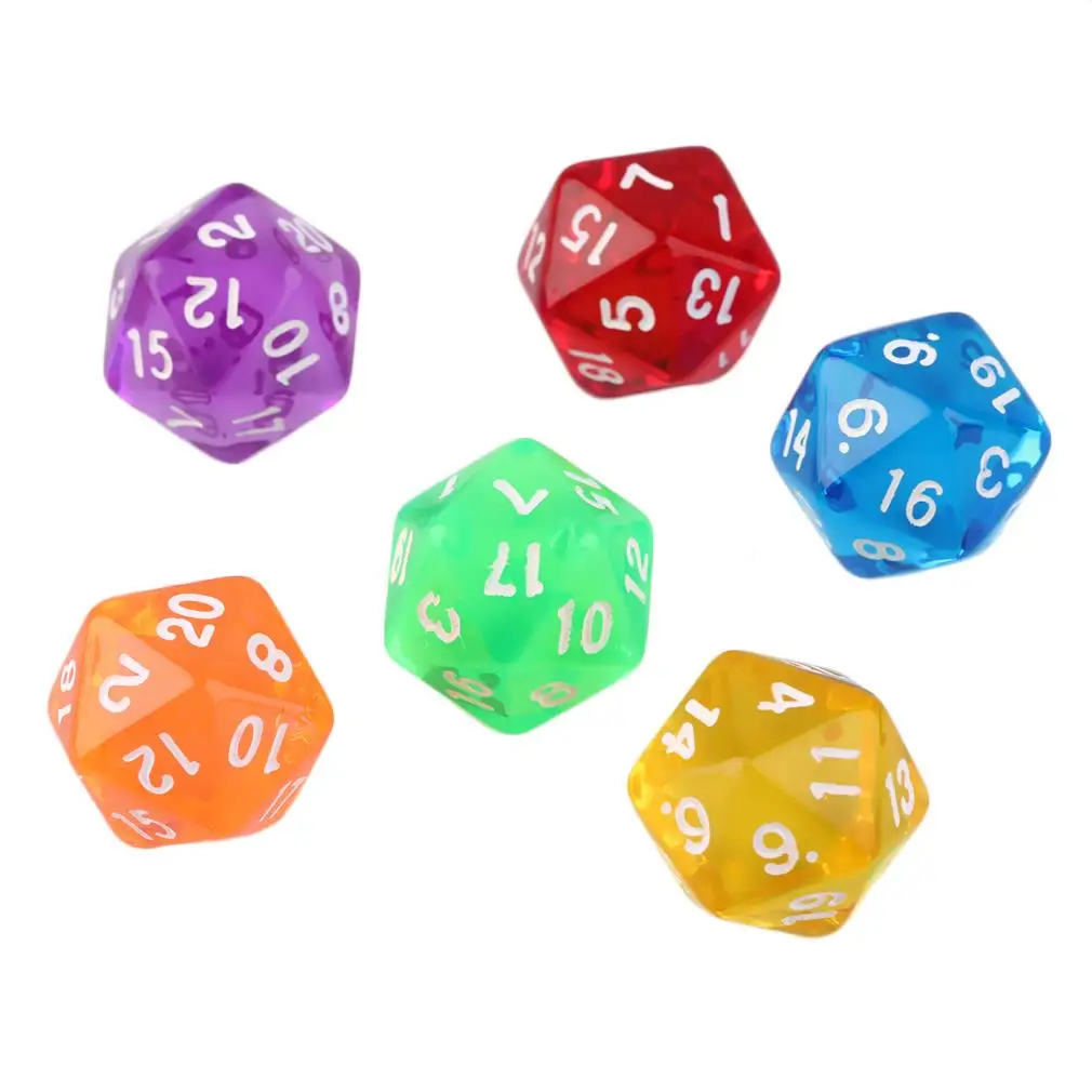 6 шт./компл. многосторонние игры D20 в кубики разные цвета|Кубики| |