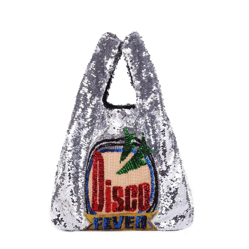 silver Женские большие сумки с блестками, сумки-мешки для дискотеки, модные вечерние банкетные сумки с блестками, сумки для женщин и девушек - Color: silver
