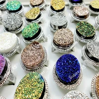 60pcs al por mayor glitter stone silver plated rings for women whole jewelry lots free shipping rl163