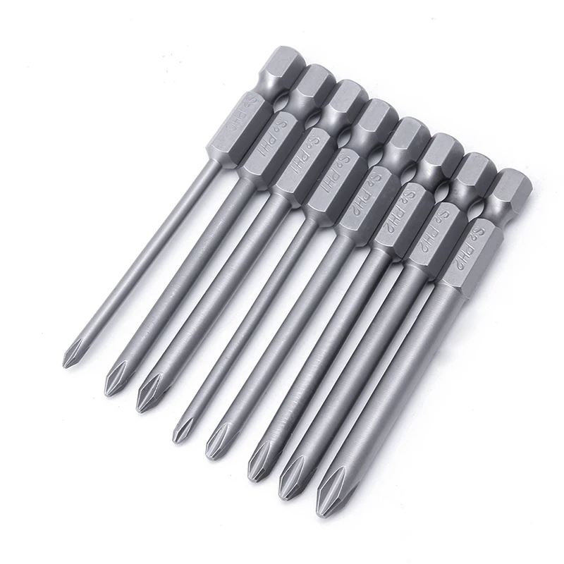 

8pcs 75mm Long Magnetic Head Cross Hex Alloy Steel Screwdriver Bits Set