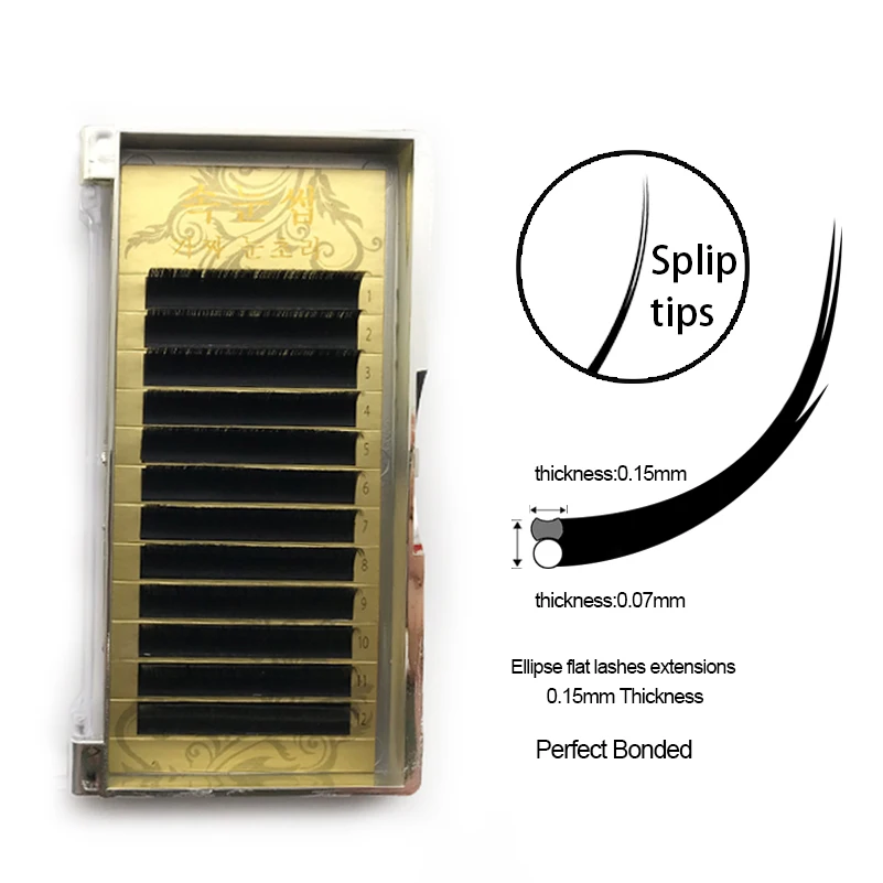 Плоские накладные ресницы Lucky Lash Профессиональные Накладные Ellipse Flat с разрезом